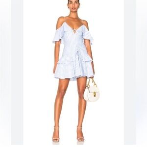 N/nicholas Astrid Striped Ruffle Mini Dress